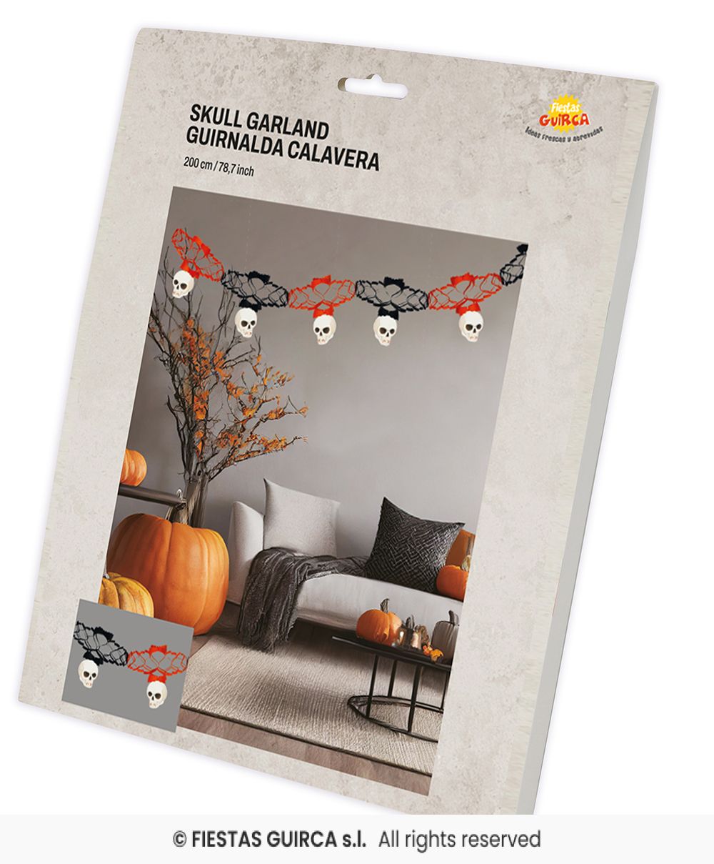 Skulls Black & Orange Garland 15x200cm