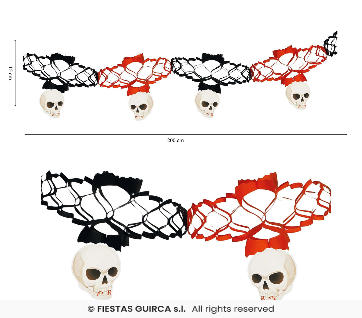 Skulls Black & Orange Garland 15x200cm
