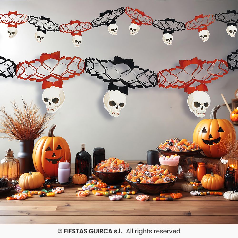 Skulls Black & Orange Garland 15x200cm