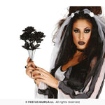 Gothic Bride Black Roses Bouquet, 35cm