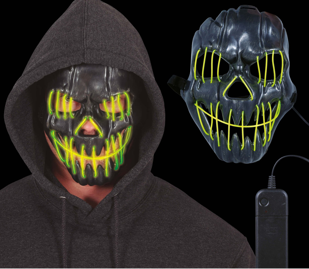 Black Smiling Mask with Light - PVC