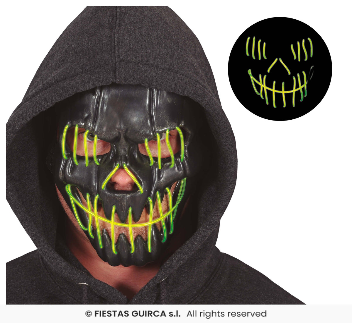 Black Smiling Mask with Light - PVC