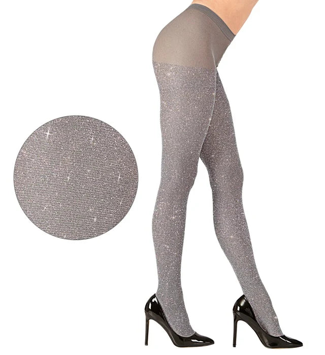 Adults Shimmering Silver Tights 40 Denier