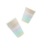 Eco Rainbow 'Happy Birthday' Paper Cups 8 Pack