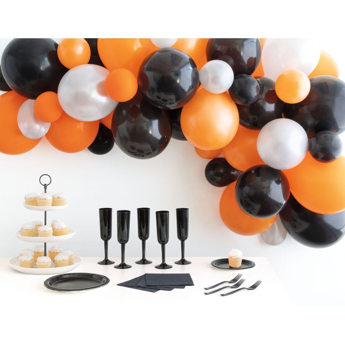 Orange, Black & White Halloween Balloon Arch Kit - 40 piece