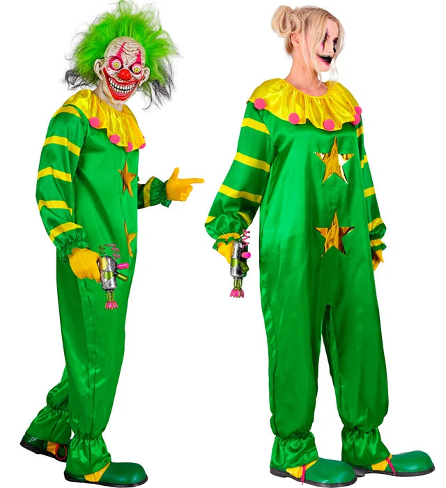 Adult Halloween Green Outer Space Horror Clown Jumpsuit