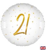 21st Birthday Elegant Sparkle White & Gold Holographic Balloon