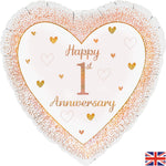 Happy 1st Anniversary Foil Heart 18" Balloon