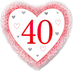 Happy 40th Ruby Anniversary Foil Heart 18" Balloon