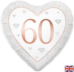 Happy 60th Diamond Anniversary Foil Heart 18" Balloon