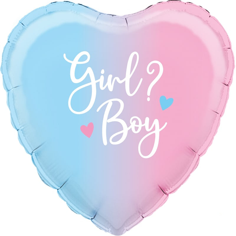 Ombre Heart Gender Reveal Foil Balloon - 18"