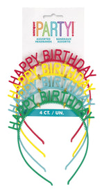 Happy Birthday Headbands - 4pk Party Favours