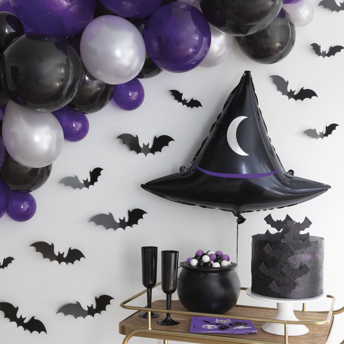 Purple, Black & Silver Halloween Balloon Arch Kit - 40 piece