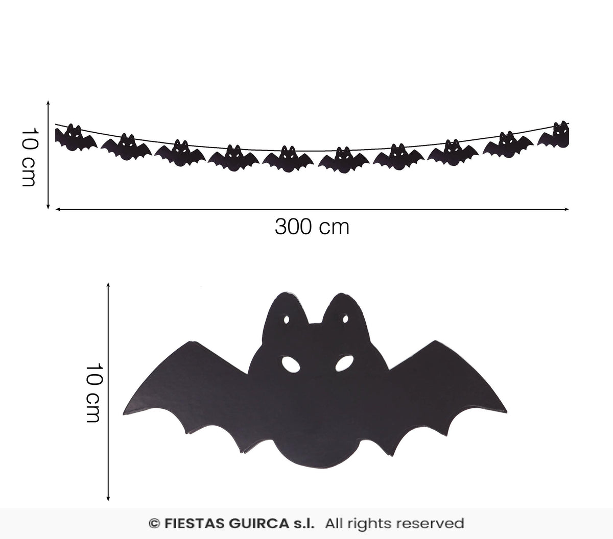 Black Bat Hanging Garland - 3m Long