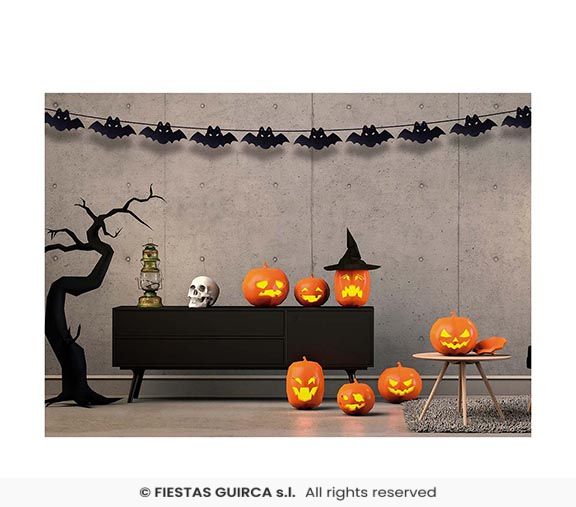 Black Bat Hanging Garland - 3m Long