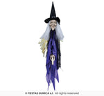 Hanging Witch with Broom Halloween Decoration - 50cm