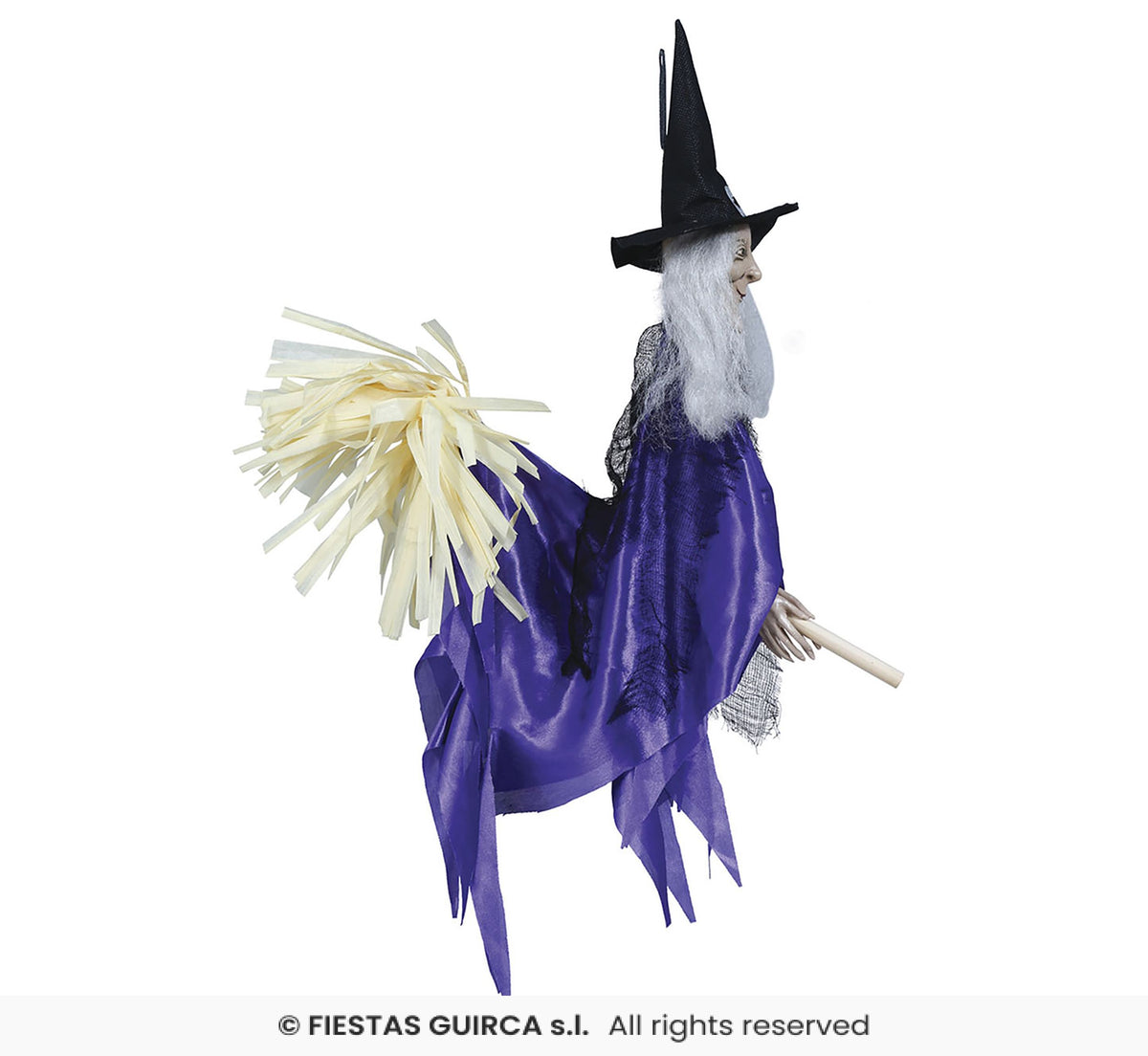Hanging Witch with Broom Halloween Decoration - 50cm