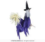 Hanging Witch with Broom Halloween Decoration - 50cm