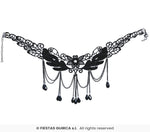 Black Necklace with Flowers & Stones