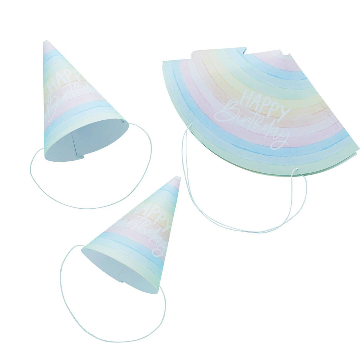 Eco Rainbow 'Happy Birthday' Paper Hats 10 Pack