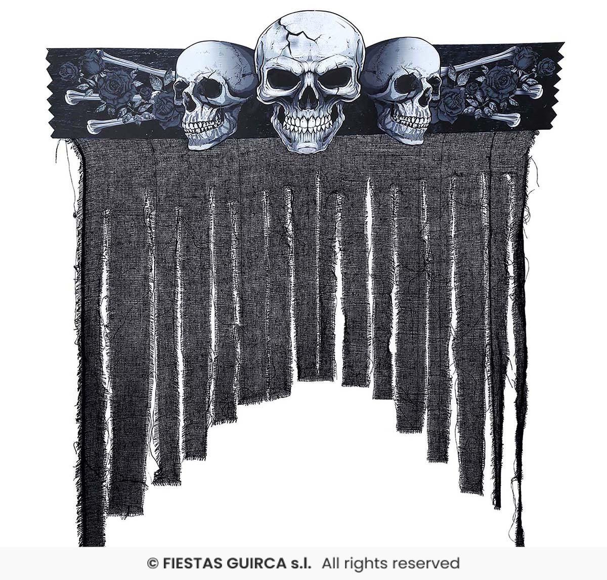 Black Skull Creepy Curtain 90x90cm