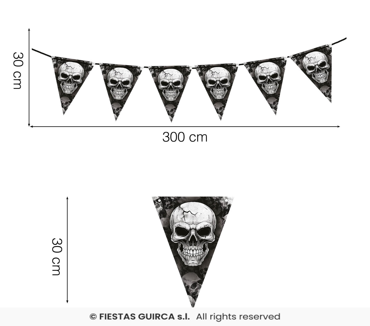 Skull Pennant Banner - 3m