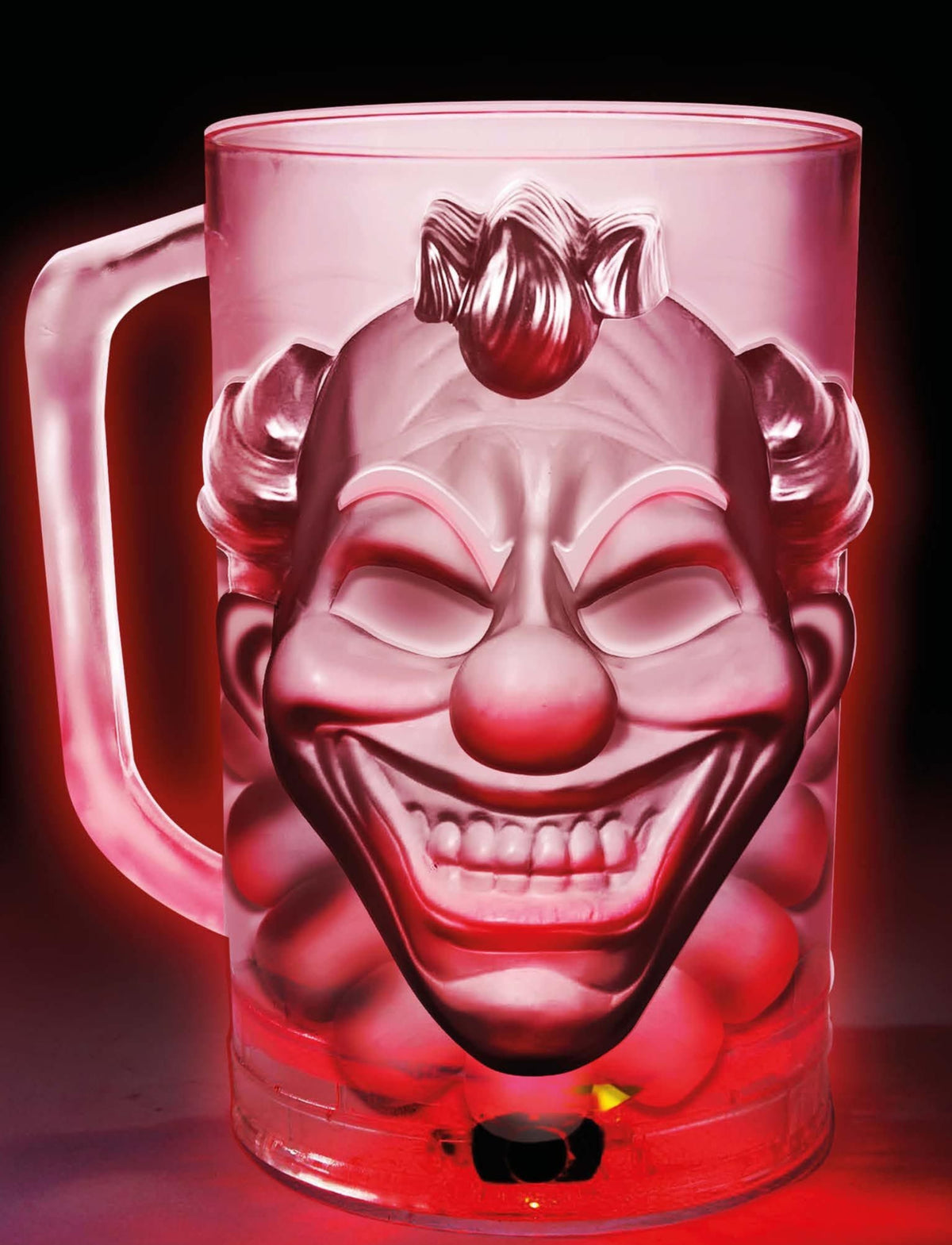 mug with a clown face design on a white background