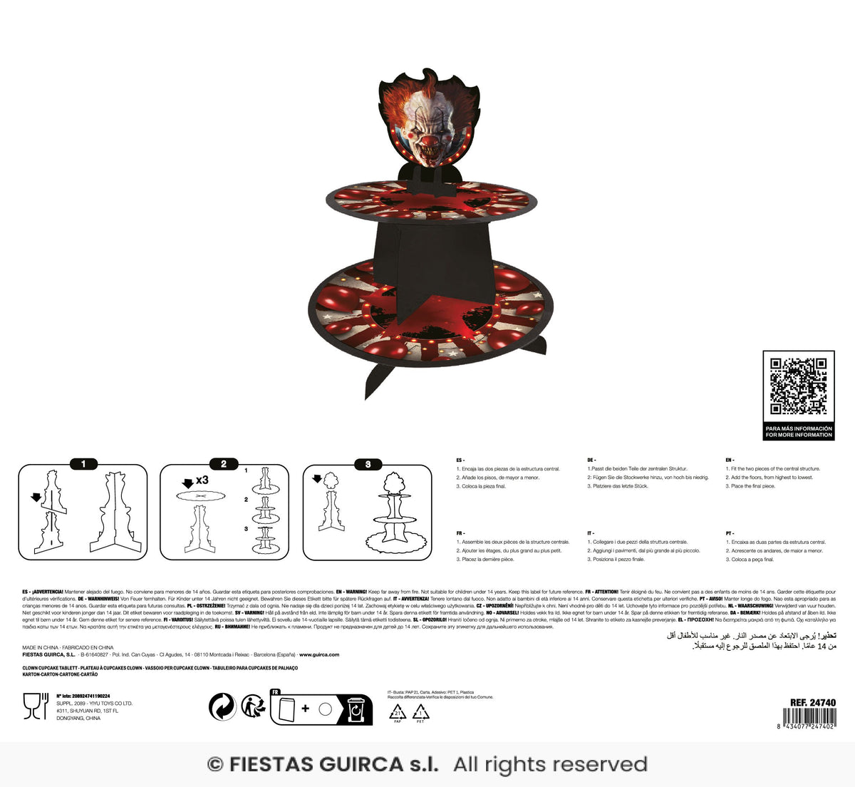 3 Tier Halloween Clown Carnival Treat Stand