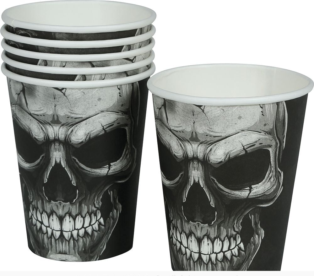 Black Skull Paper Cups - 6pk
