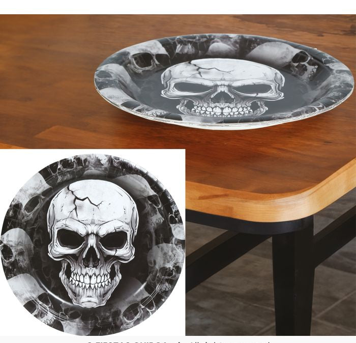 Black Skull Paper Plates - 6pk