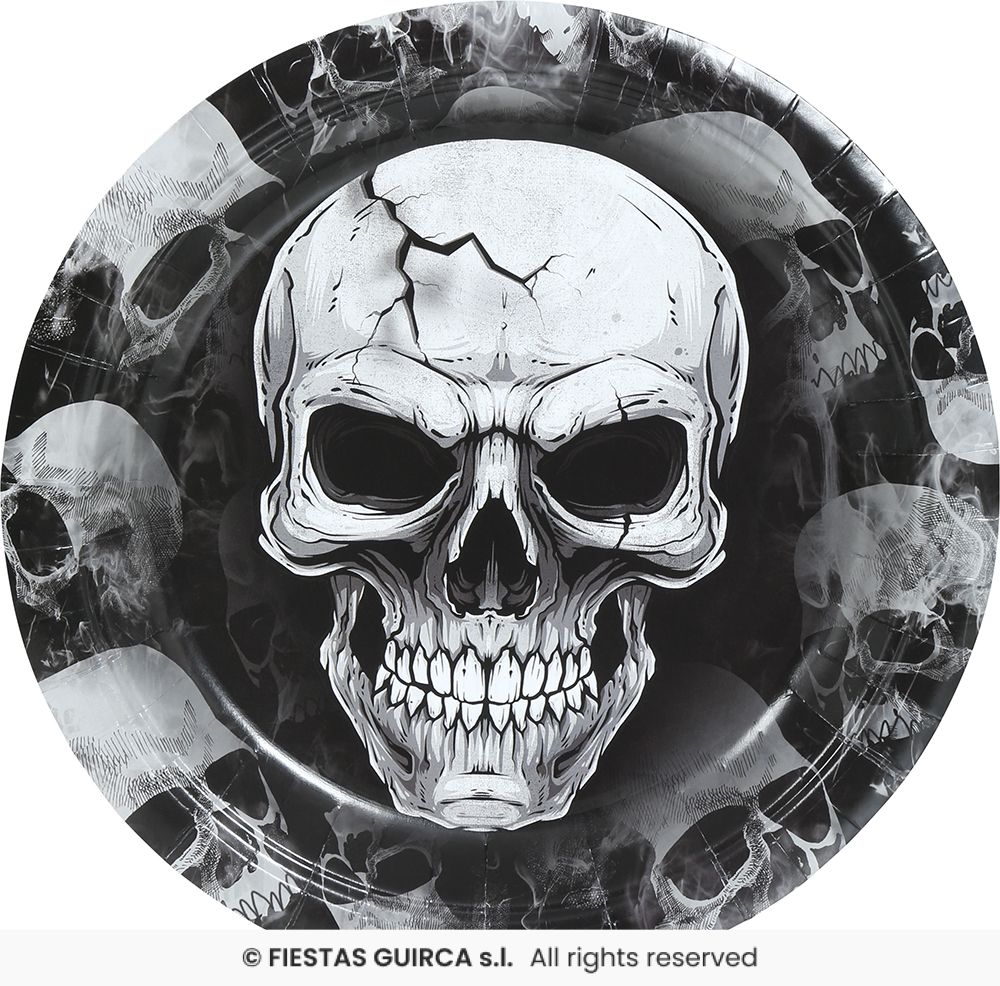 Black Skull Paper Plates - 6pk