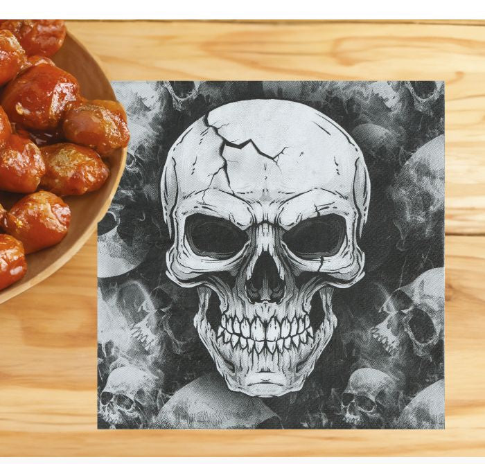 Black Skull Luncheon Napkins x 20pk