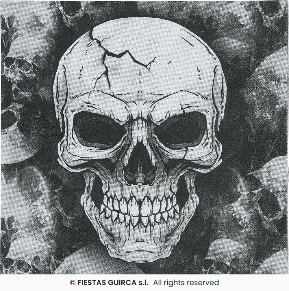 Black Skull Luncheon Napkins x 20pk