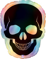 Opal Skull Shape Holographic Foil Balloon - 27"