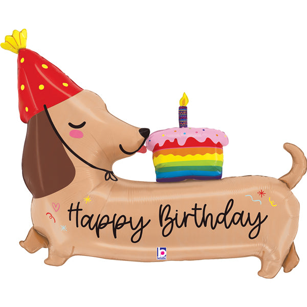 Happy Birthday Dachshund Supershape Foil Balloon - 43"