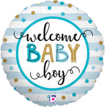 18" Welcome Baby Boy Foil Balloon Polka Dot