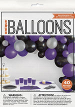 Purple, Black & Silver Halloween Balloon Arch Kit - 40 piece
