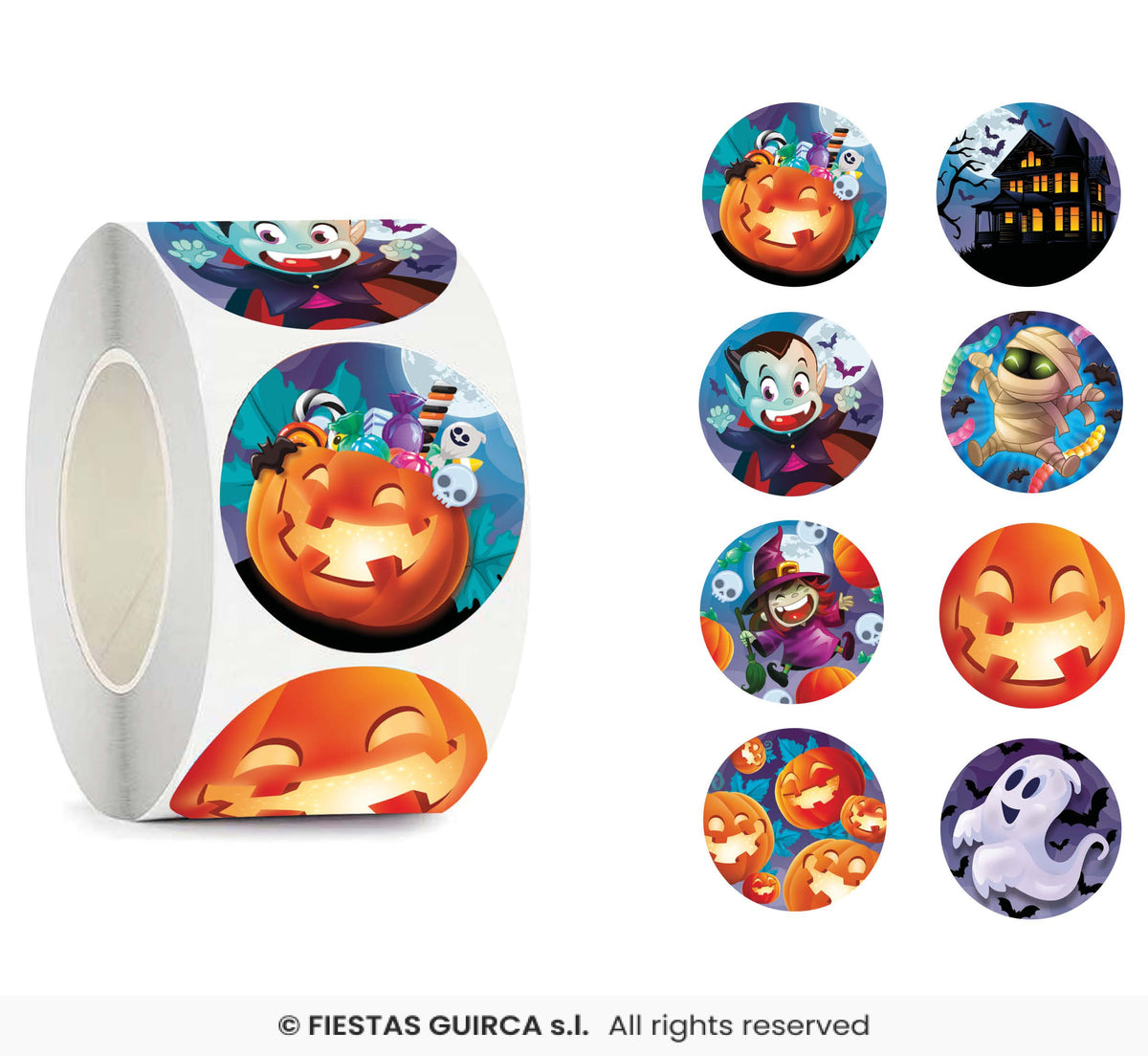 Roll of 200 Halloween Themed Stickers