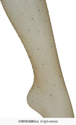 Nude Beige Tights - Small mesh with Rhinestones