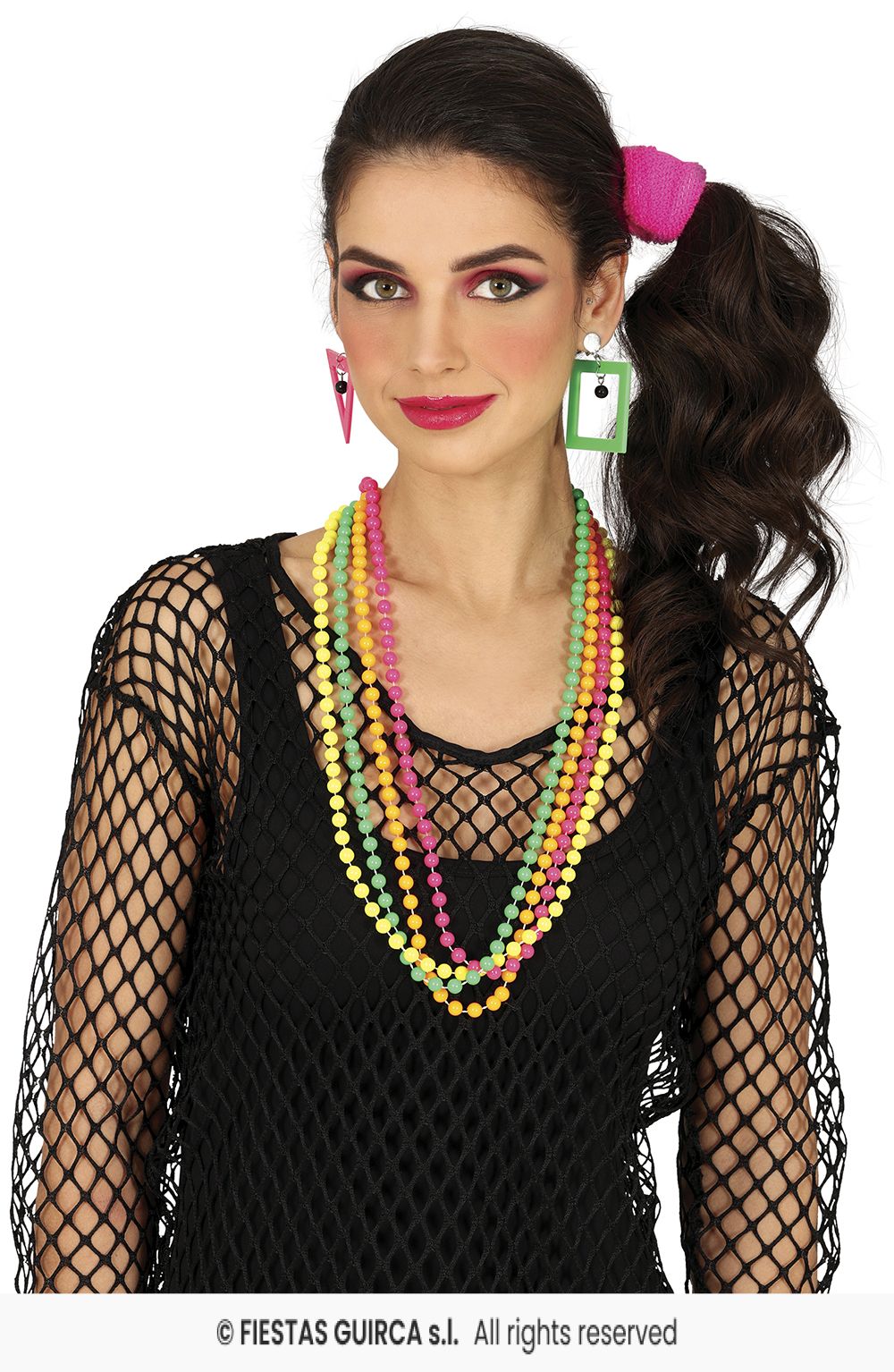 Neon 80s Necklaces / Beads 4pk