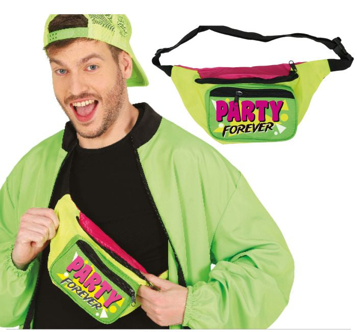 Colourful Neon 80s 90s Party Forever Bum Bag -35x12 cm