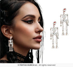 Sparkling Skeleton Earrings Silver - 6.5 cm