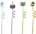 Bag of 4 Halloween Character Straws, 27cm