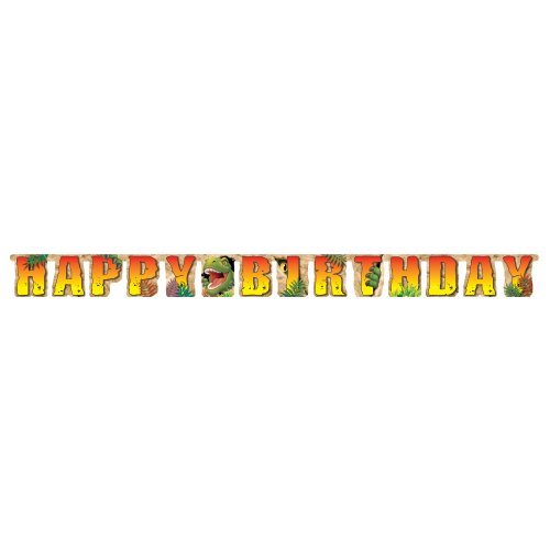 Dino Blast Dinosaur Jointed Happy Birthday Banner - Each