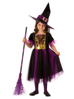 Girls Colour Magic Witch Costume