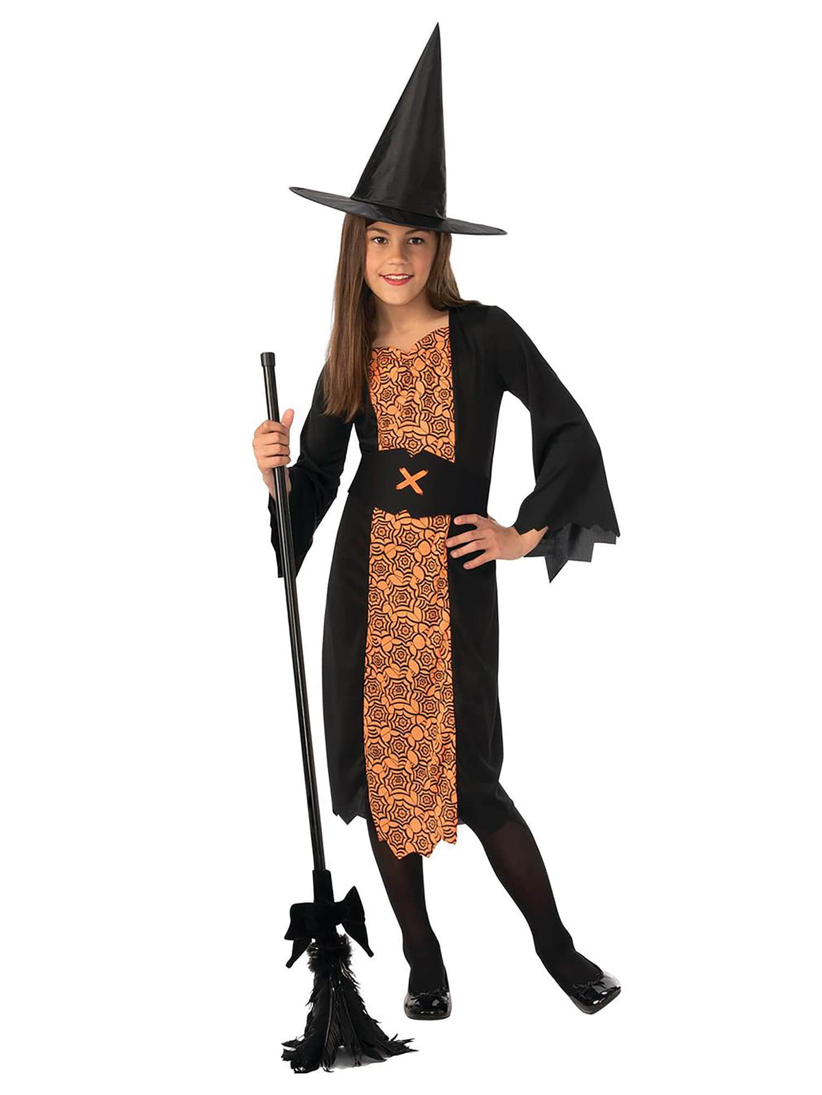 Girls Orange Witch Costume