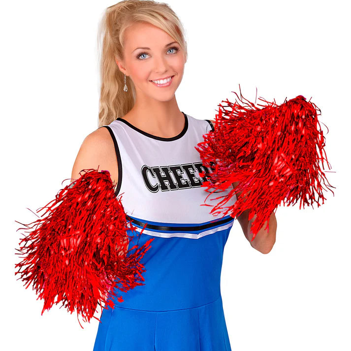 Metallic Red Pom Poms