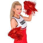 Metallic Red Pom Poms