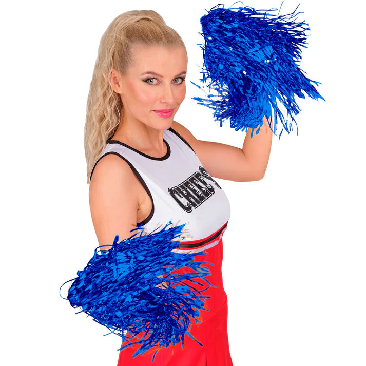 Metallic Blue Pom Poms