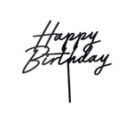 BLACK "HAPPY BIRTHDAY" ACRYLIC CAKE TOPPER